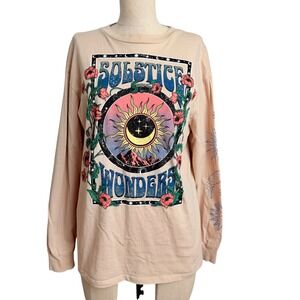 Stitch &‎ Pine Beige Solstice Wonders Celestial Rhinestone Graphic Tee XS